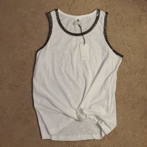 White Rhinestone Tank Top